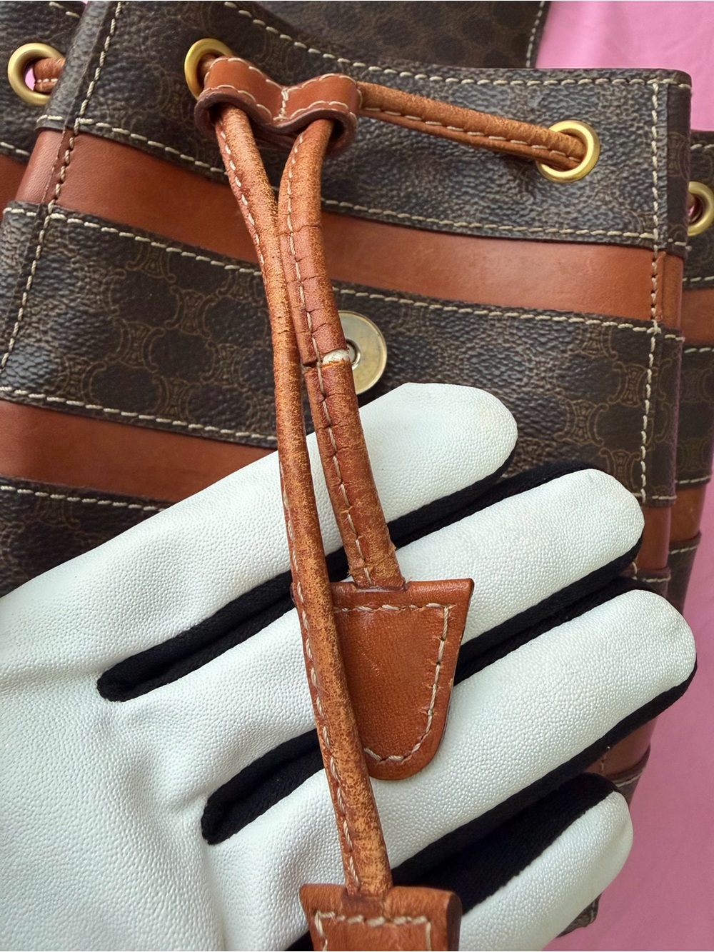 Celine Brown & Tan Striped Mini Backpack - Picture 10 of 10